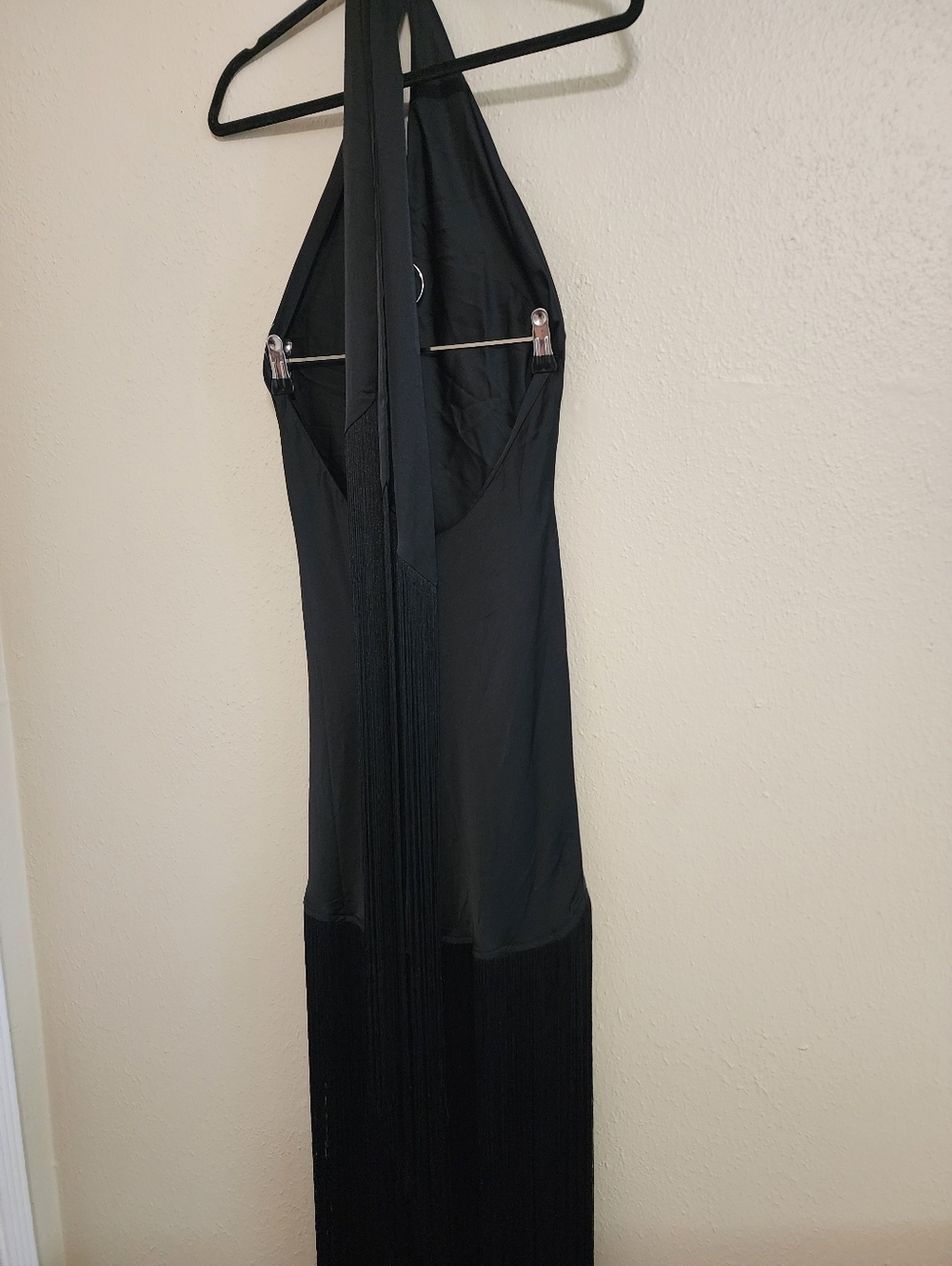 Show Me Your Mumu Jasmine Fringe Maxi Black Luxe Satin Dress XS Wedding Party - Picture 11 of 12